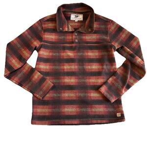 JOHN WAYNE‎ SUPPLY MENS RED BLACK PLAID SNAP PULLOVER FLEECE S